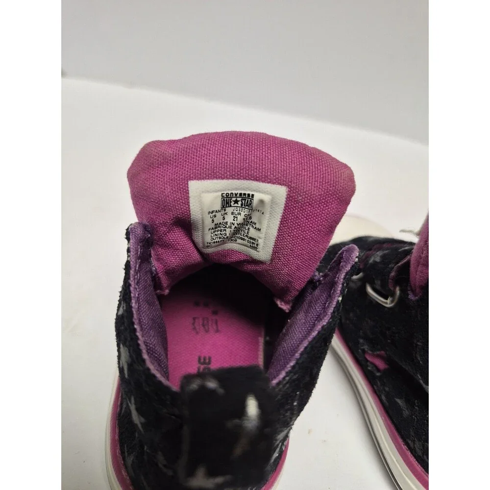 Converse Toddler Girls High Top Black/Magenta Stars Size 5
